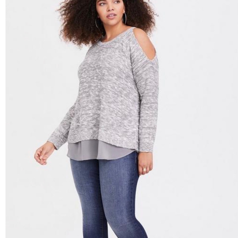 Torrid Marled Cold Shoulder Pullover Sweater - image 1